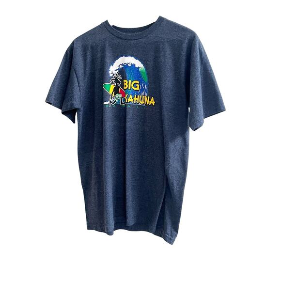 Big Kahuna Crewneck Tee Size Medium Unisex Blue From Hawaii Surf Wave Logo - Picture 1 of 5